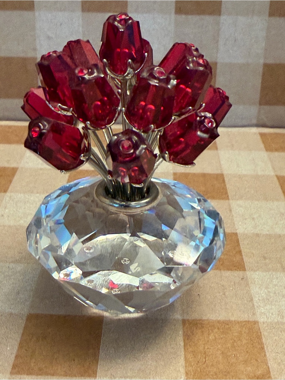 Swarovski Crystal SCS 15th Anniversary Vase of 15 Red Roses 283394 NO BOX